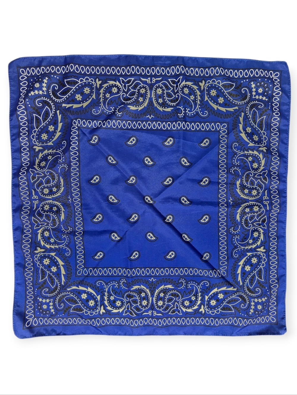 Royal Blue Paisley Bandana - 20x20 Polyester Handkerchief